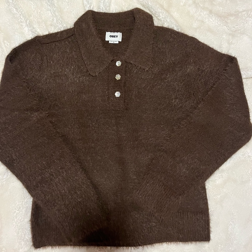 Obey Taupe Knit Pullover